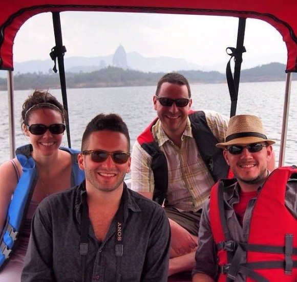 Friends and I on the lake in Guatape, Colombia.