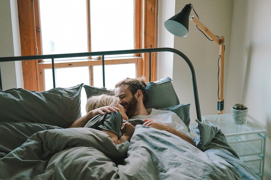 girl and boy cuddling